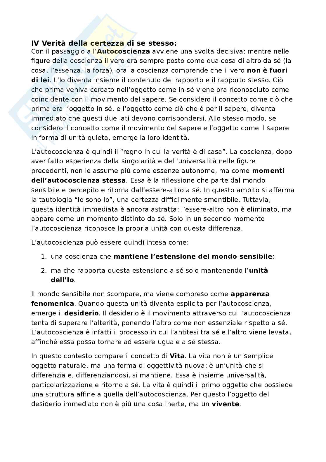 Riassunto esame Storia della filosofia, Prof. Fronterotta Francesco, libro consigliato Fenomenologia dello Spirito, Hegel Pag. 36