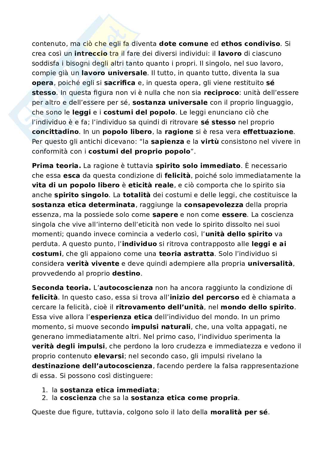 Riassunto esame Storia della filosofia, Prof. Fronterotta Francesco, libro consigliato Fenomenologia dello Spirito, Hegel Pag. 61
