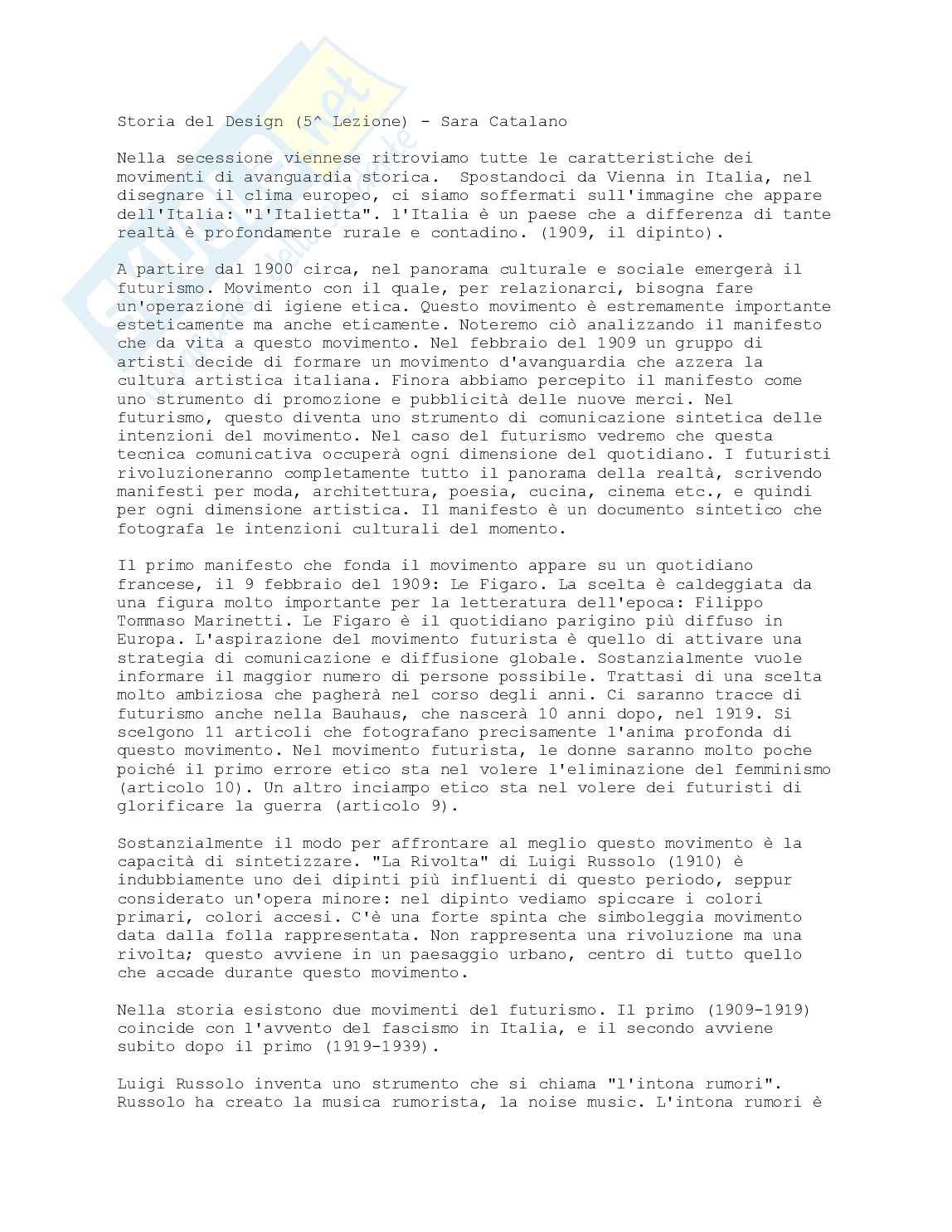 Lezione 5 di Storia del design Pag. 1