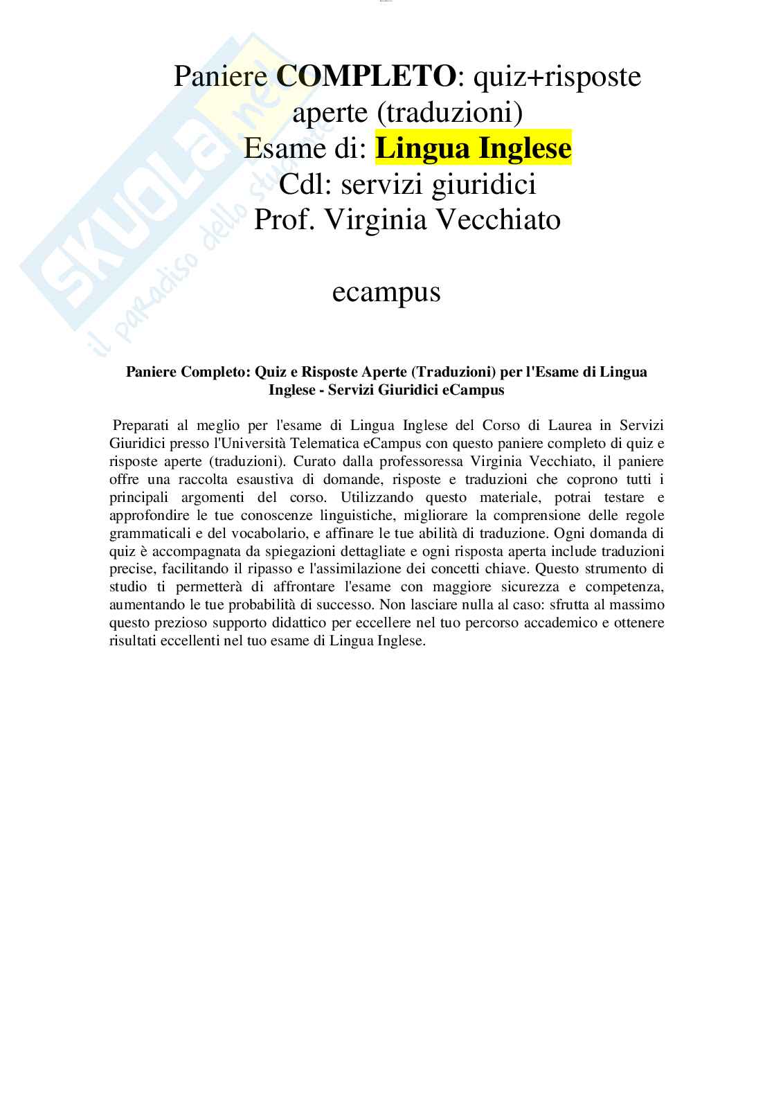Lingua inglese Pag. 1