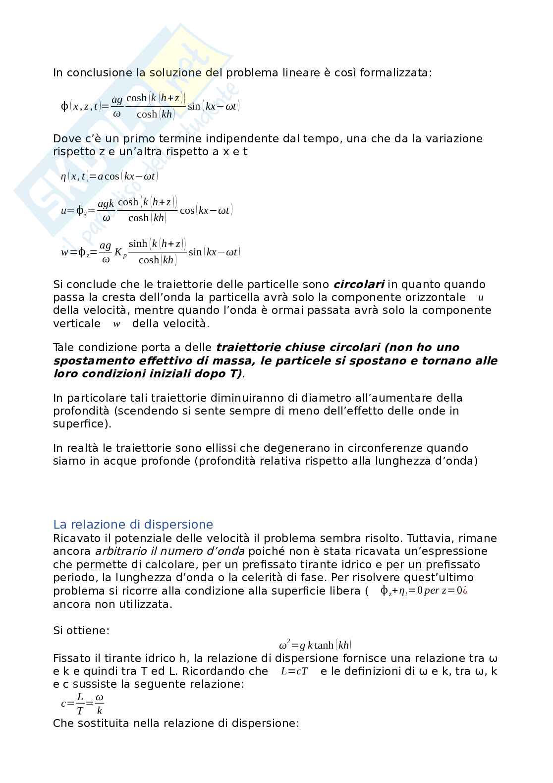 Appunti sulla teoria del Moto ondoso Pag. 11