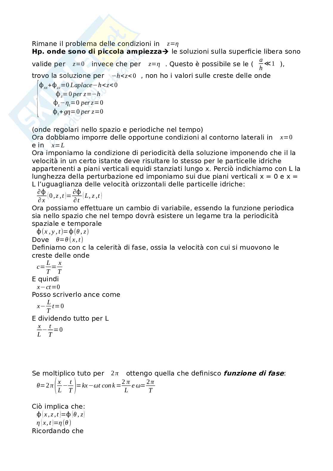 Appunti sulla teoria del Moto ondoso Pag. 6