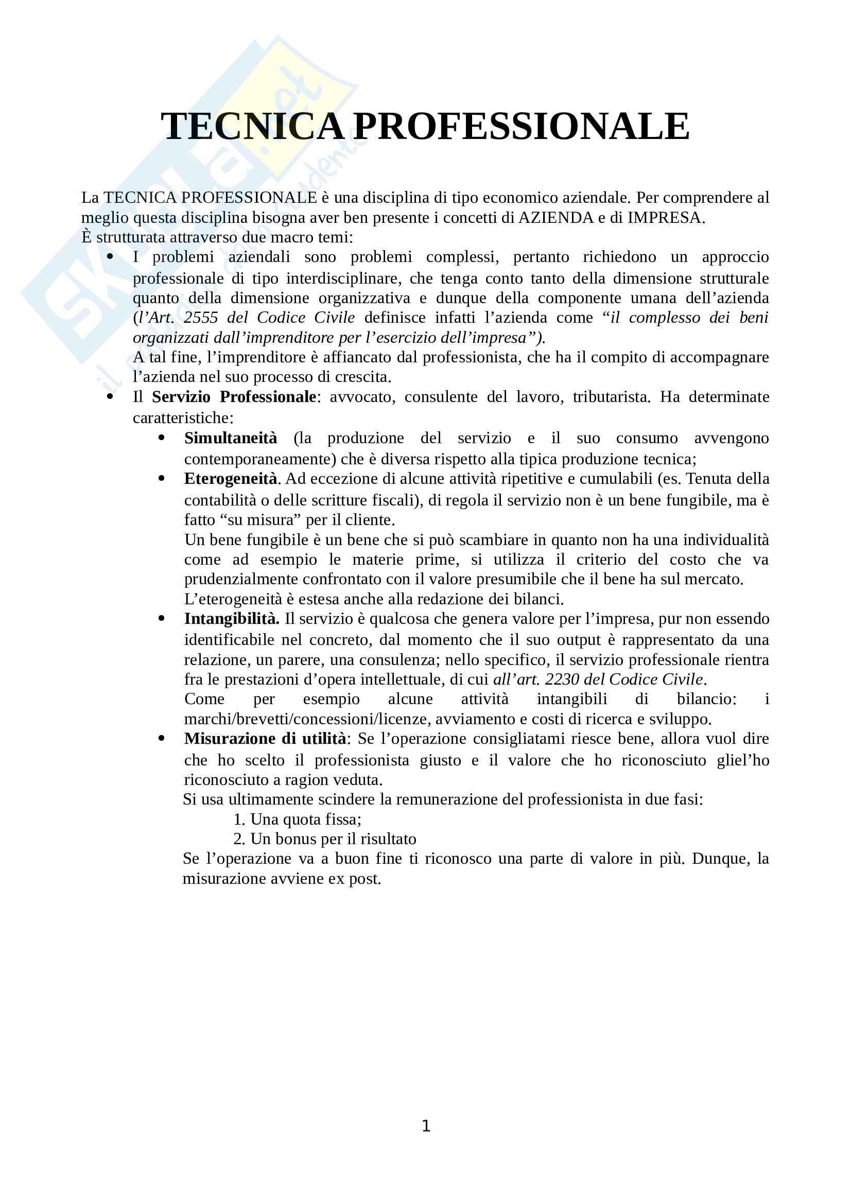 Tecnica Professionale, prof Franco Dalla Sega Pag. 1