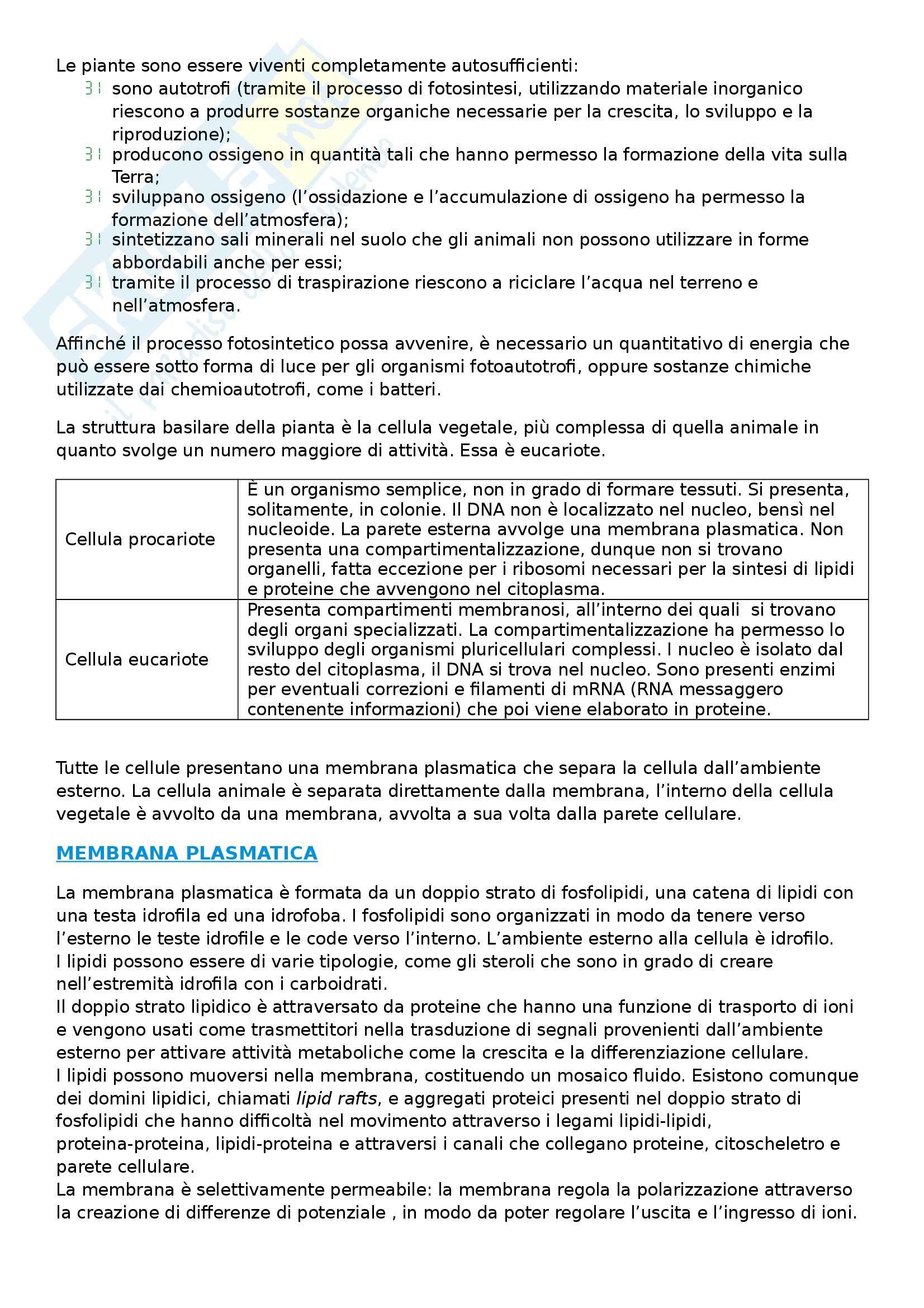 Biologia vegetale - Appunti Pag. 1