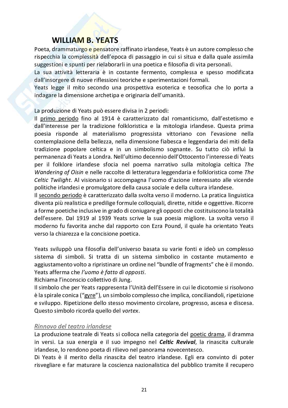 Appunti schematici della letteratura inglese dalla seconda metà dell'Ottocento alla seconda metà del Novecento Pag. 21