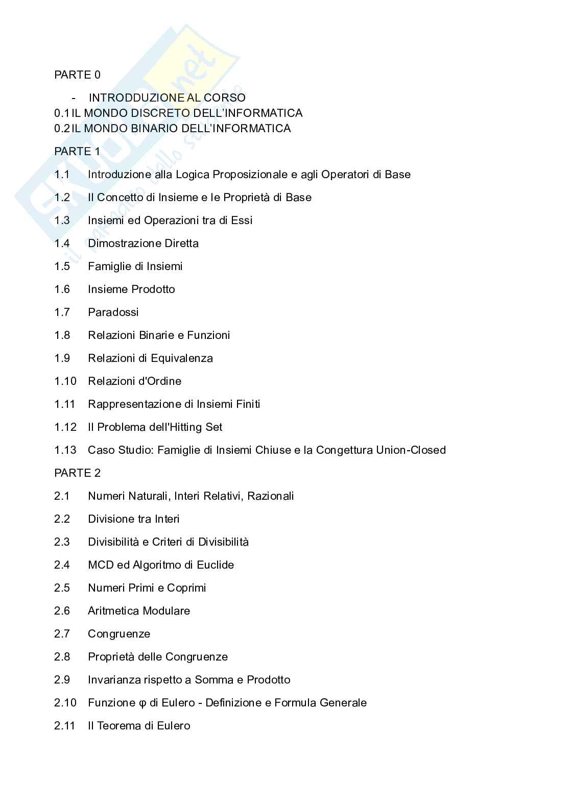 Strutture discrete/Matematica discreta Pag. 2