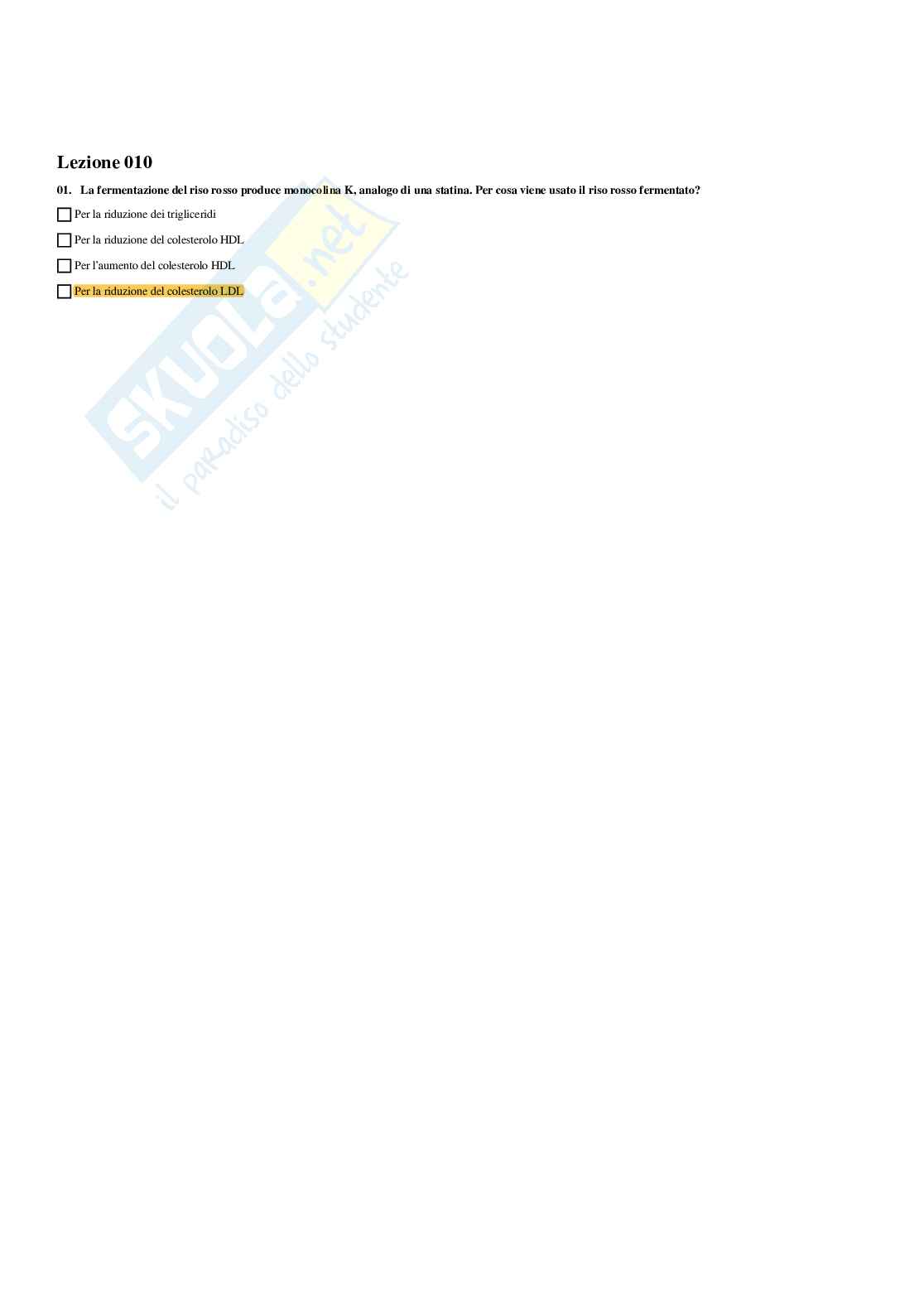 Paniere Nutraceutici integratori functional foods (2026) - Risposte multiple corrette Pag. 11
