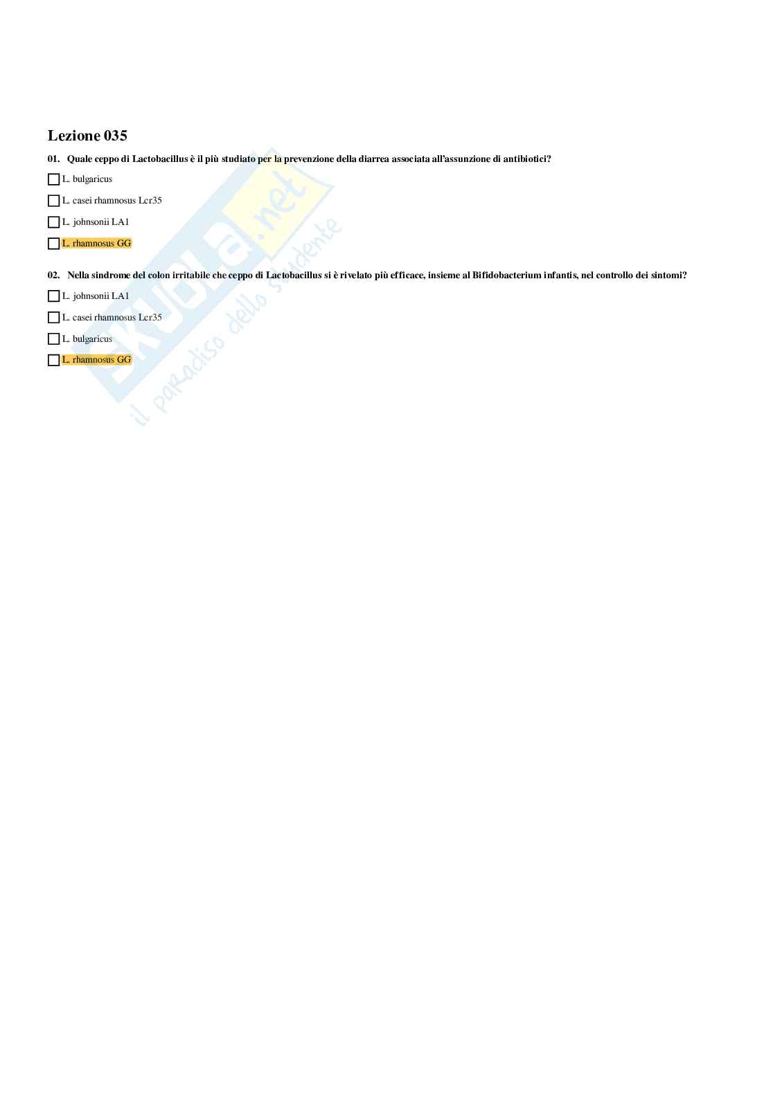 Paniere Nutraceutici integratori functional foods (2026) - Risposte multiple corrette Pag. 36