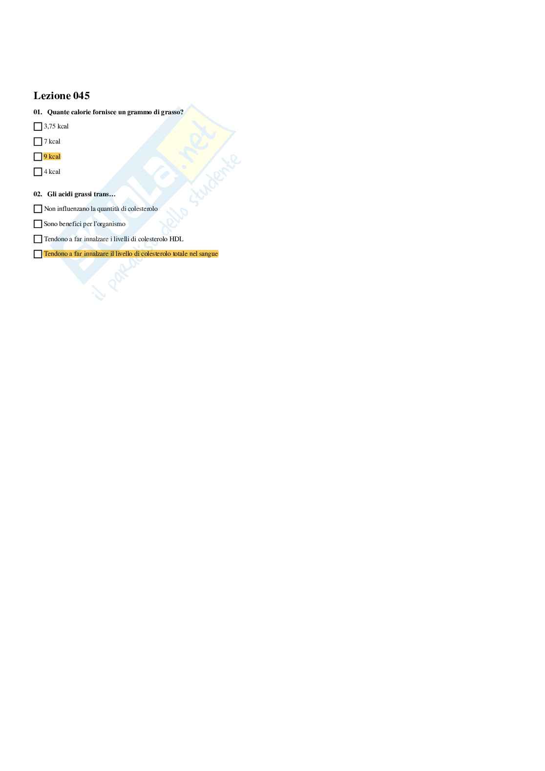 Paniere Nutraceutici integratori functional foods (2026) - Risposte multiple corrette Pag. 46