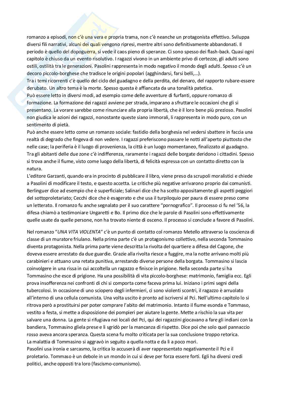 Cultura italiana contemporanea - Pier Paolo Pasolini Pag. 6