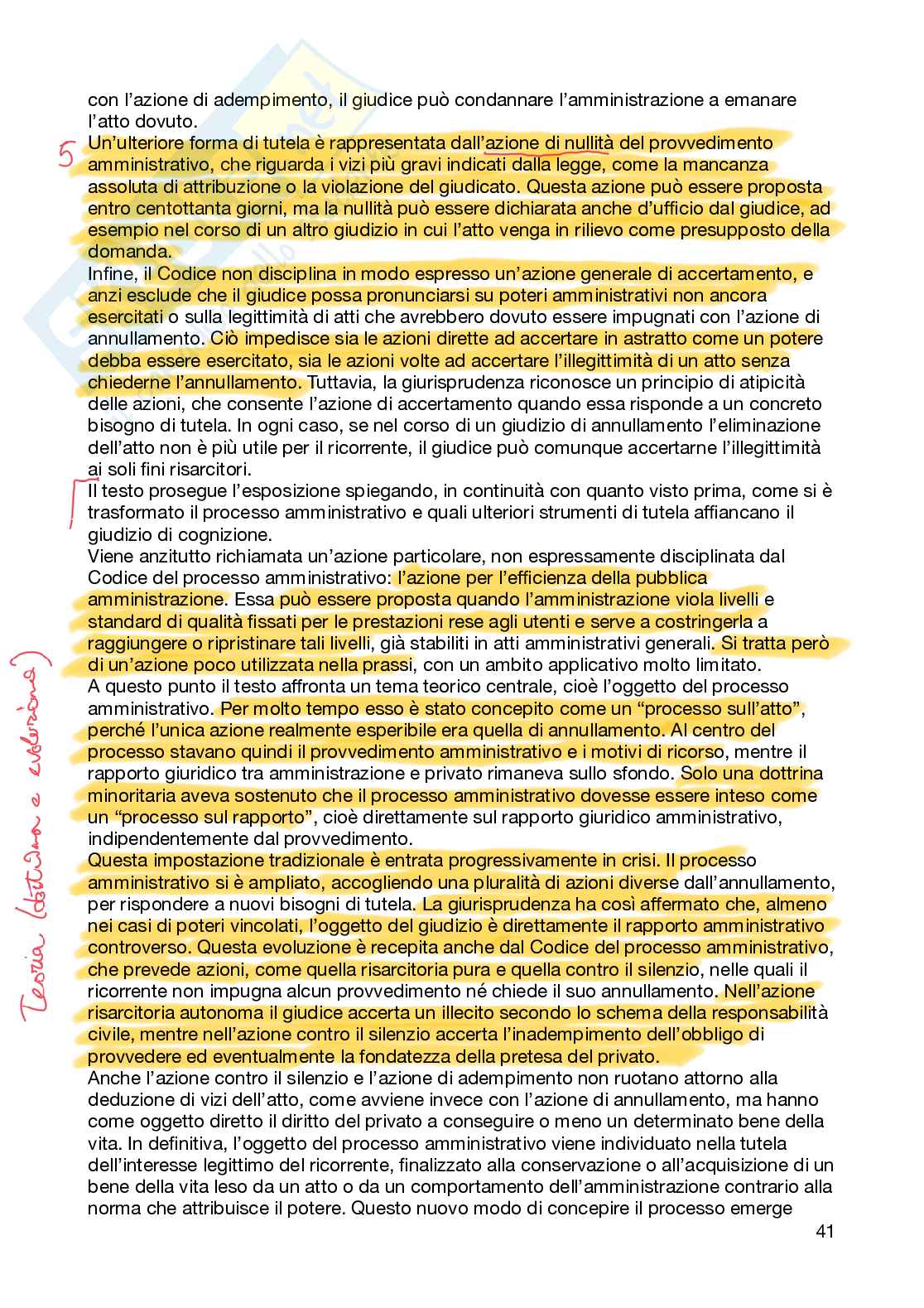 Riassunto esame Diritto processuale amministrativo, Prof. Rossi Giovanni, libro consigliato Manuale di diritto amministrativo , Clarich Pag. 41