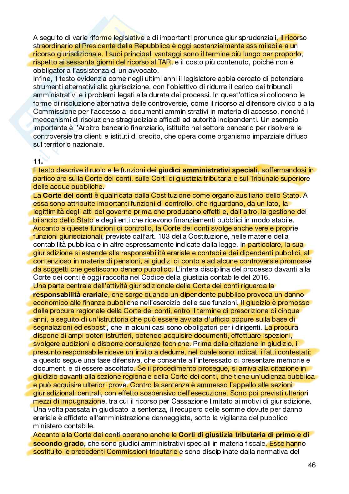 Riassunto esame Diritto processuale amministrativo, Prof. Rossi Giovanni, libro consigliato Manuale di diritto amministrativo , Clarich Pag. 46