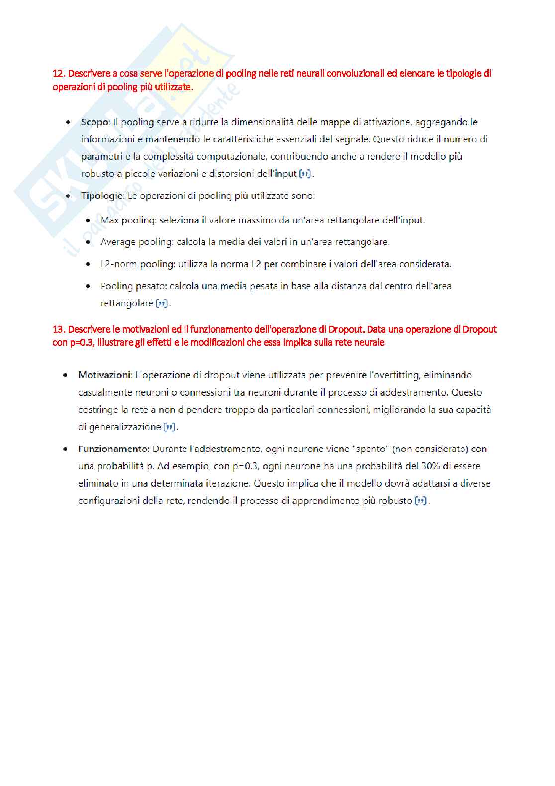Paniere con risposte aperte - Reti neurali e deep learning (2023/2024) Pag. 51