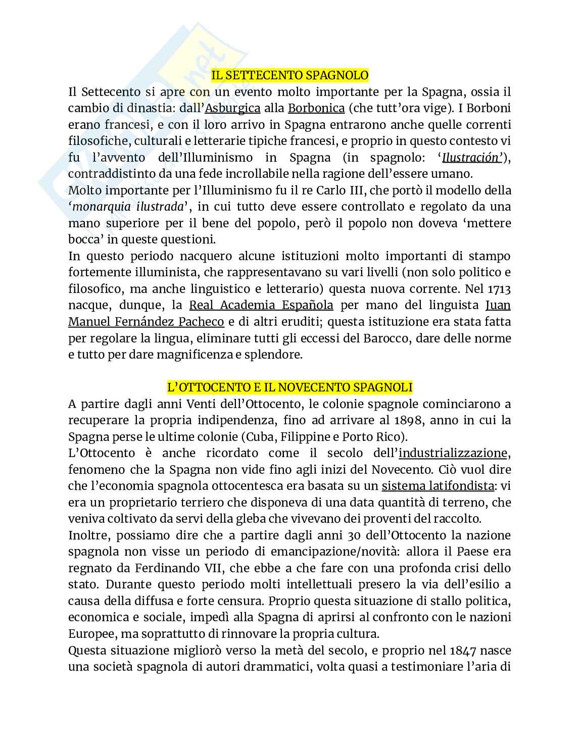 Letteratura spagnola 3 Pag. 1
