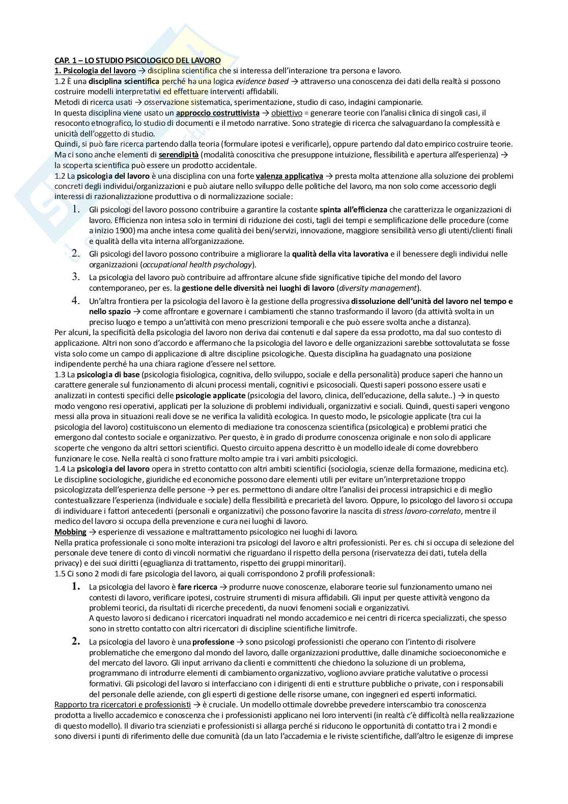 Riassunto esame Psicologia di comunità, Prof. Occhini Laura, libro consigliato Psicologia del lavoro, Fraccarioli Pag. 1
