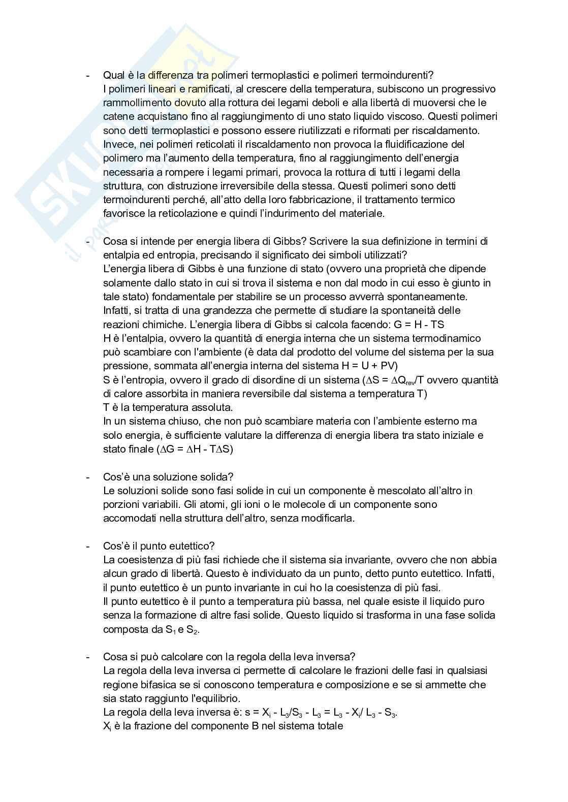 Domande Tecnologia dei materiali e chimica applicata Pag. 2