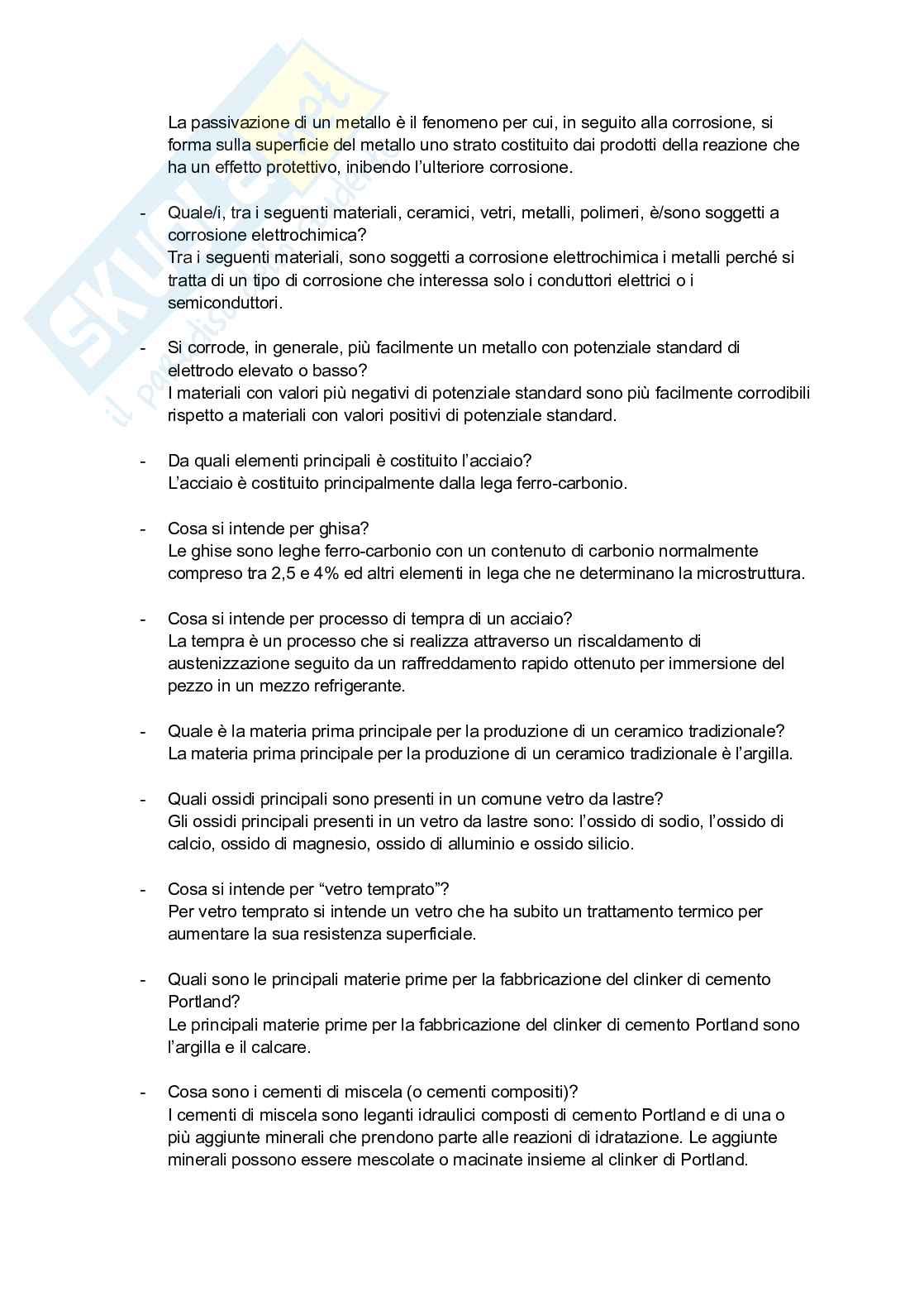 Domande Tecnologia dei materiali e chimica applicata Pag. 6
