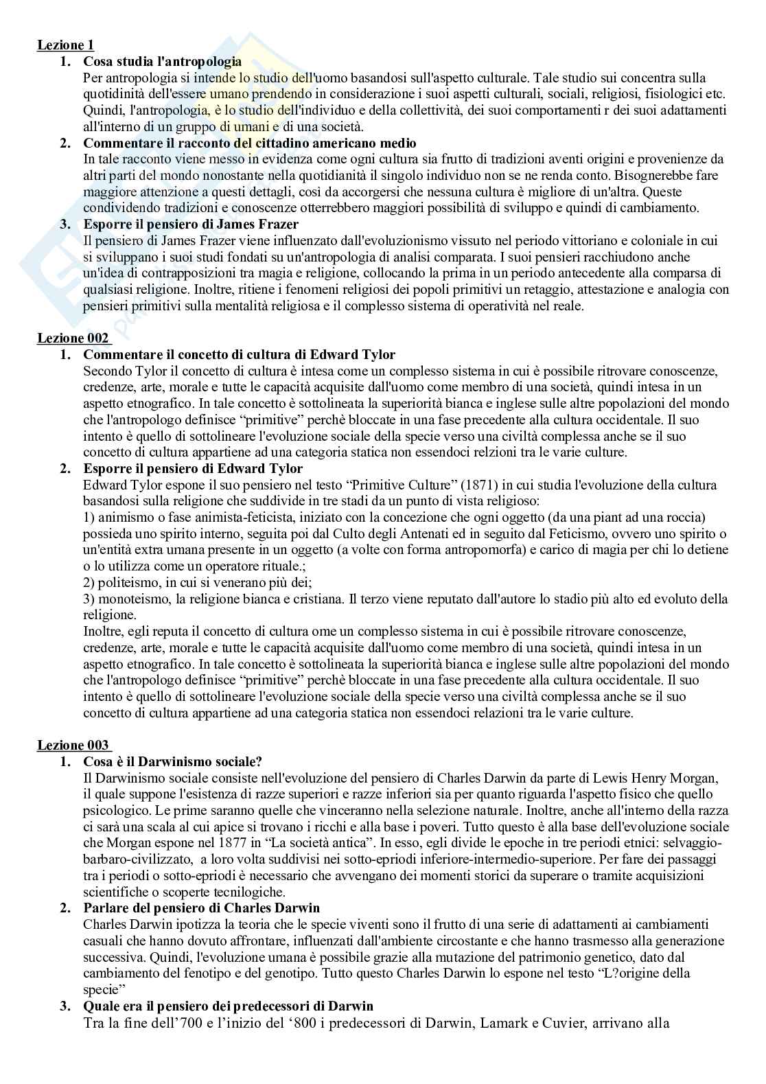 Domande aperte Antropologia Pag. 1