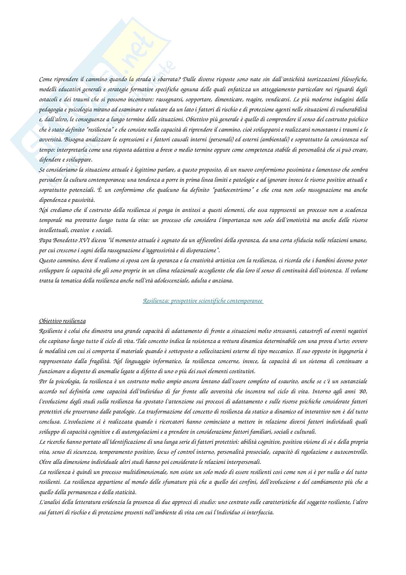 Riassunto esame Psicologia, prof. Castelli, libro consigliato Creatività e resilienza Pag. 1