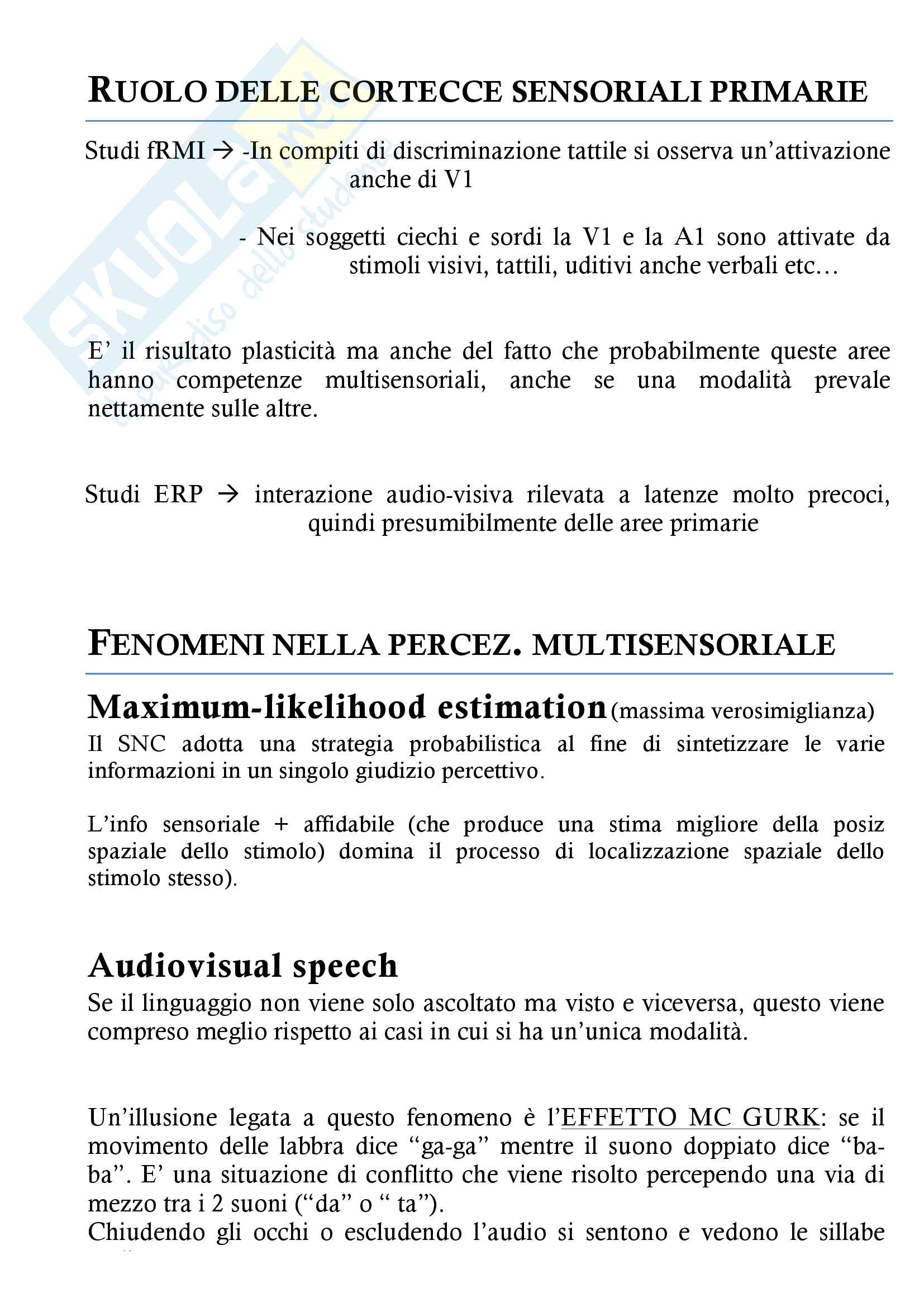 Consapevolezza visiva, Attenzione, Rappresentazione mentale del corpo, Integrazione multisensoriale Pag. 11