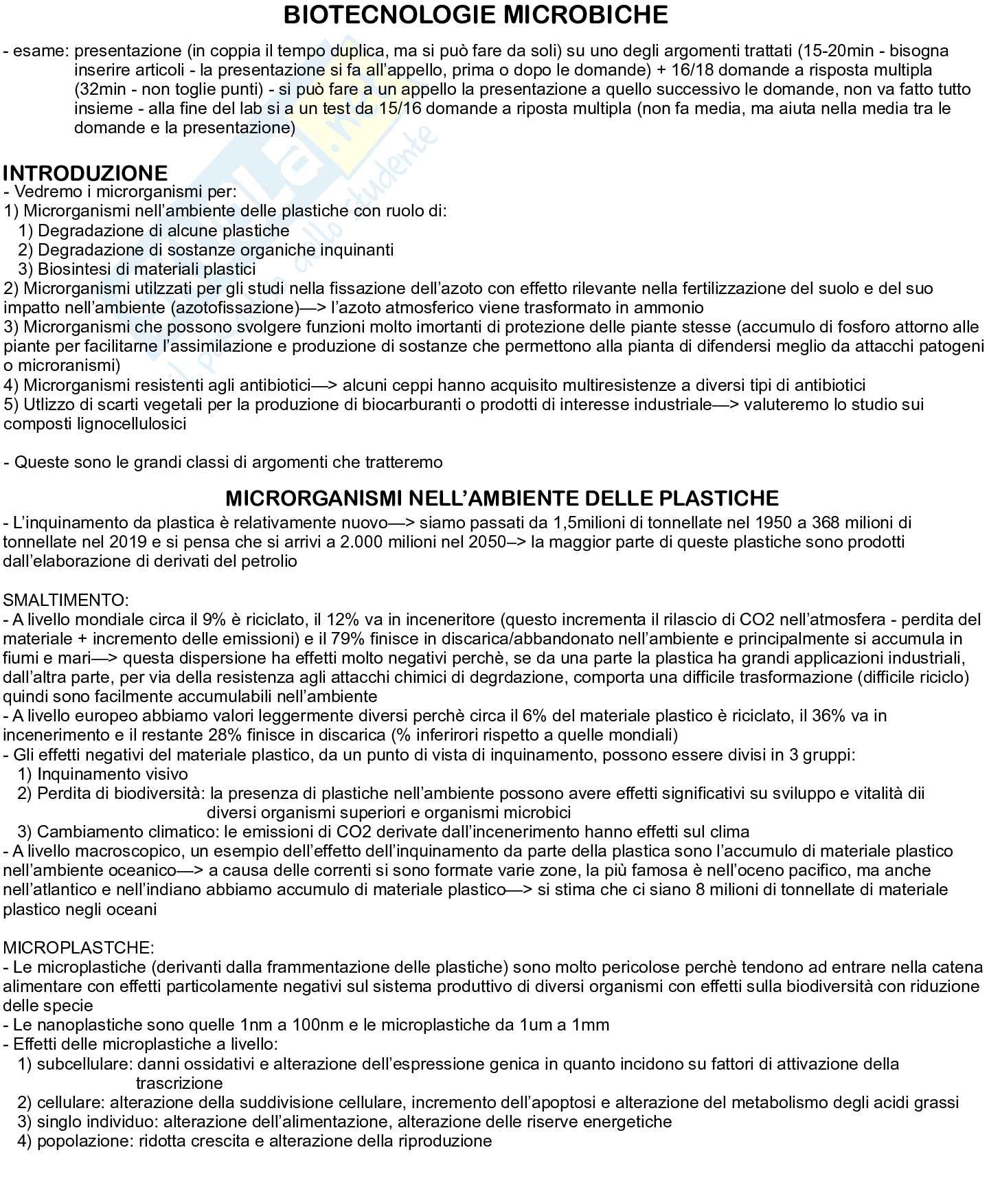 Appunti esame Biotecnologie microbiche  Pag. 1