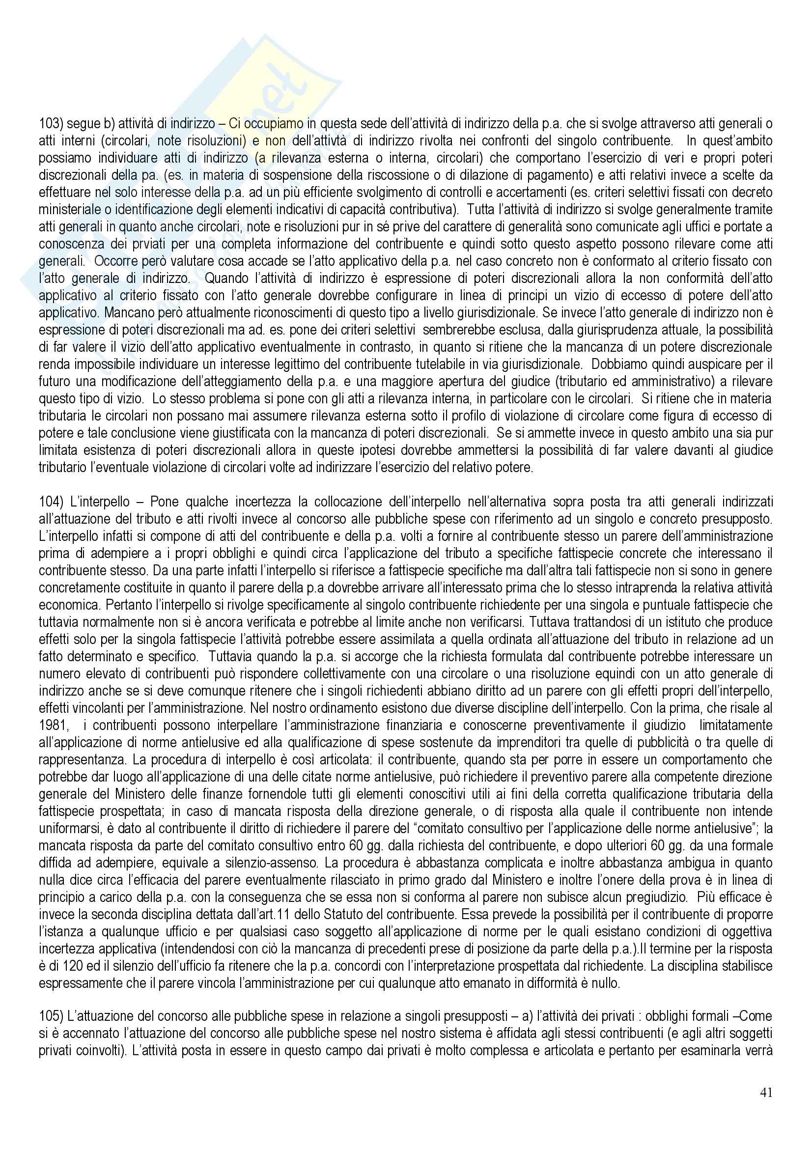 Riassunto esame Diritto Tributario, prof. Fedele, libro consigliato Appunti dalle Lezioni di Diritto Tributario Pag. 41
