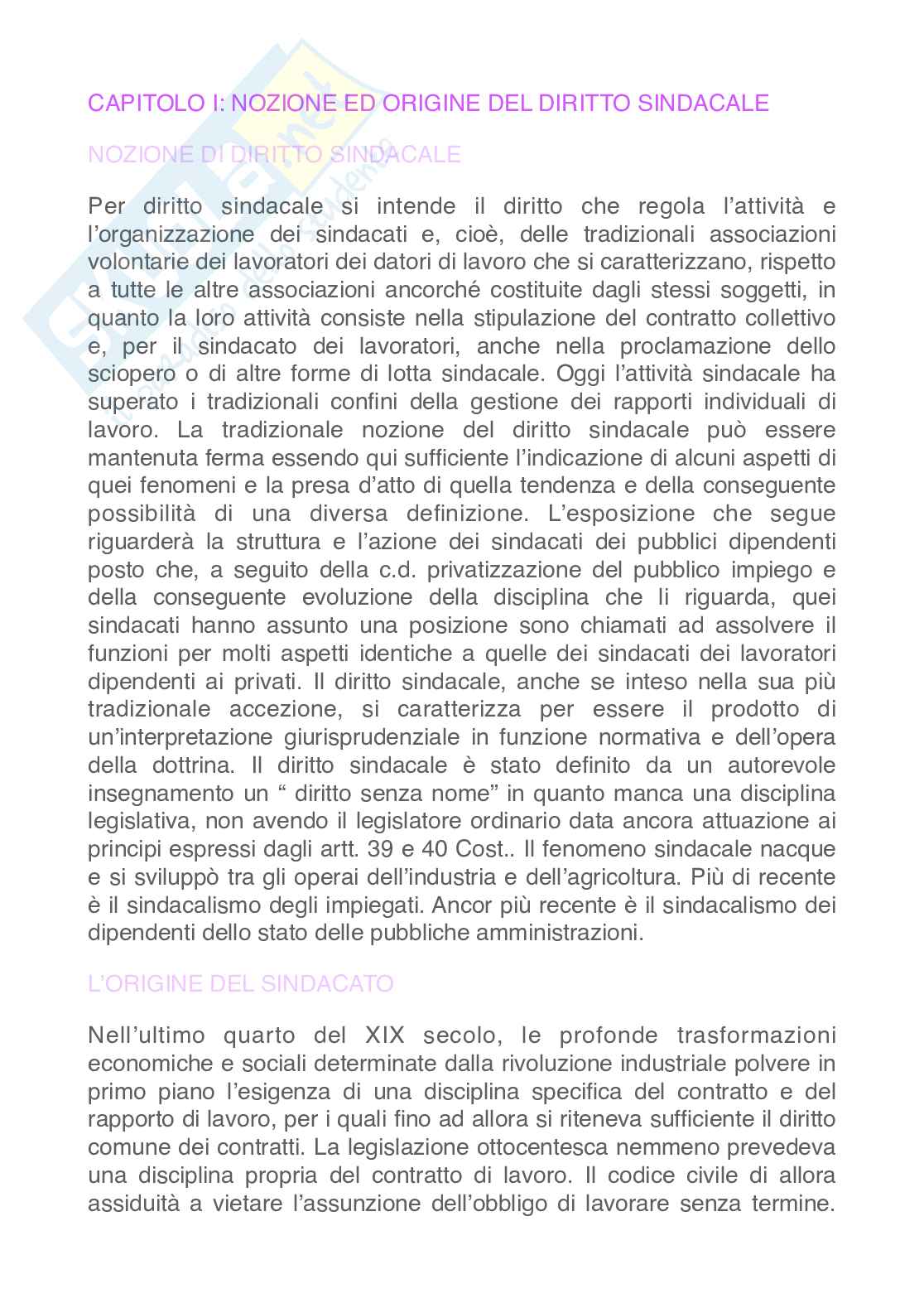 Riassunto esame Diritto del lavoro, Prof. Maio Valerio, libro consigliato Diritto del lavoro , Persiani Pag. 1