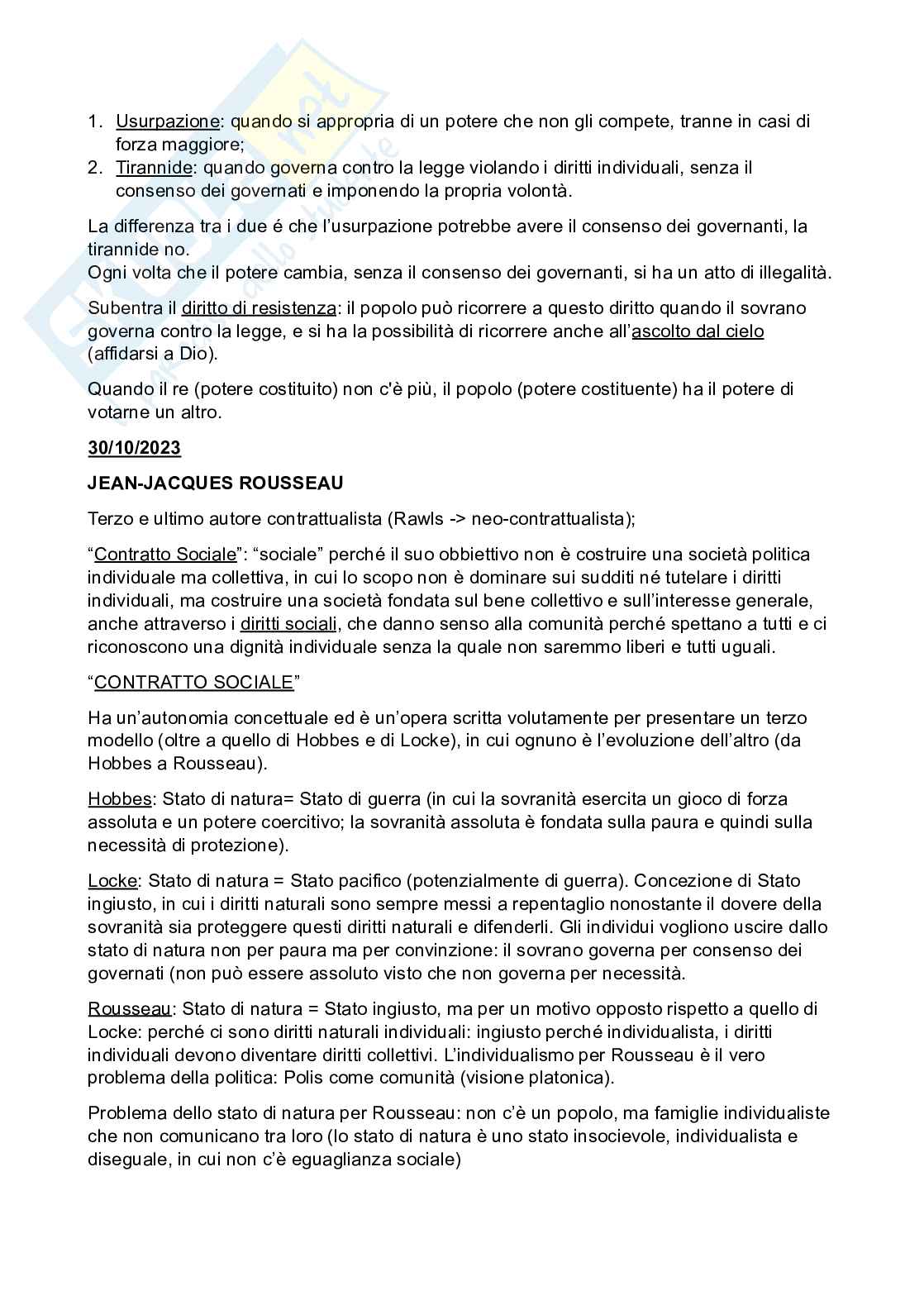Riassunto esame Filosofia politica, Prof. Fabbrizi Valerio, libro consigliato Modelli di filosofia politica , Petrucciani  Pag. 6