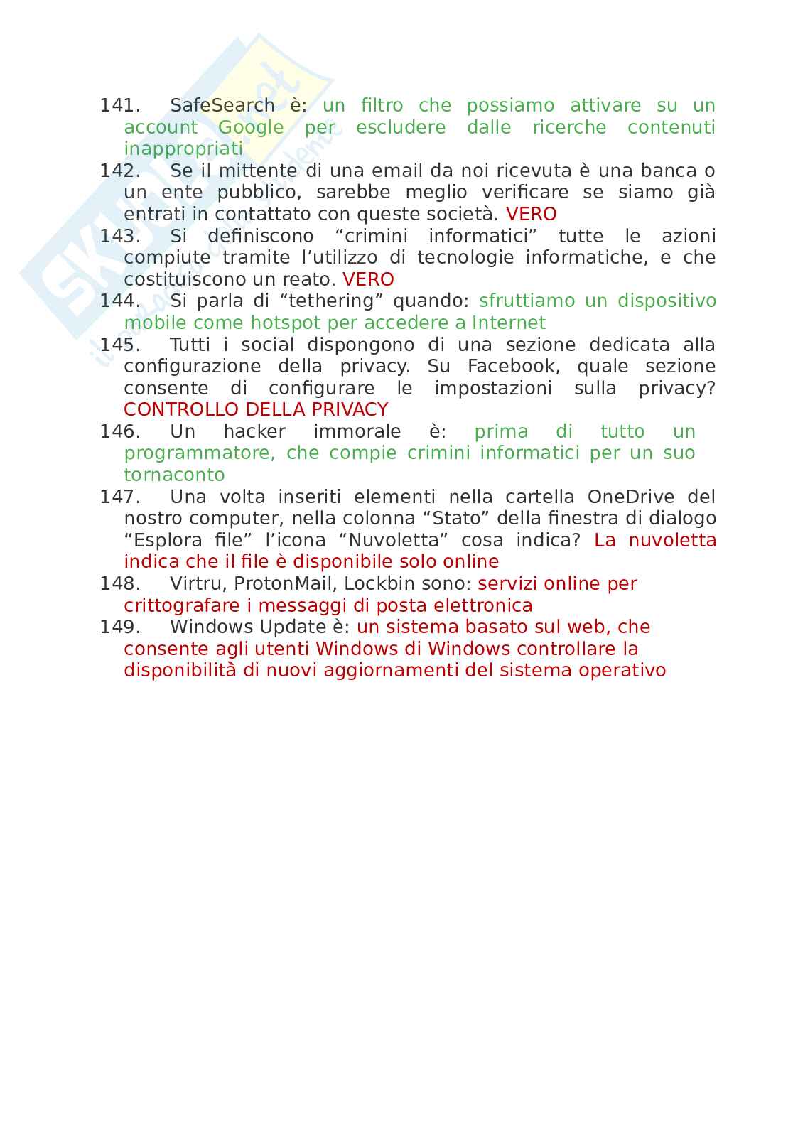 Risposte Eipass 7 moduli - modulo 4: sicurezza Informatica e protezione Dati. Aggiornato e completo. In ordine Pag. 16