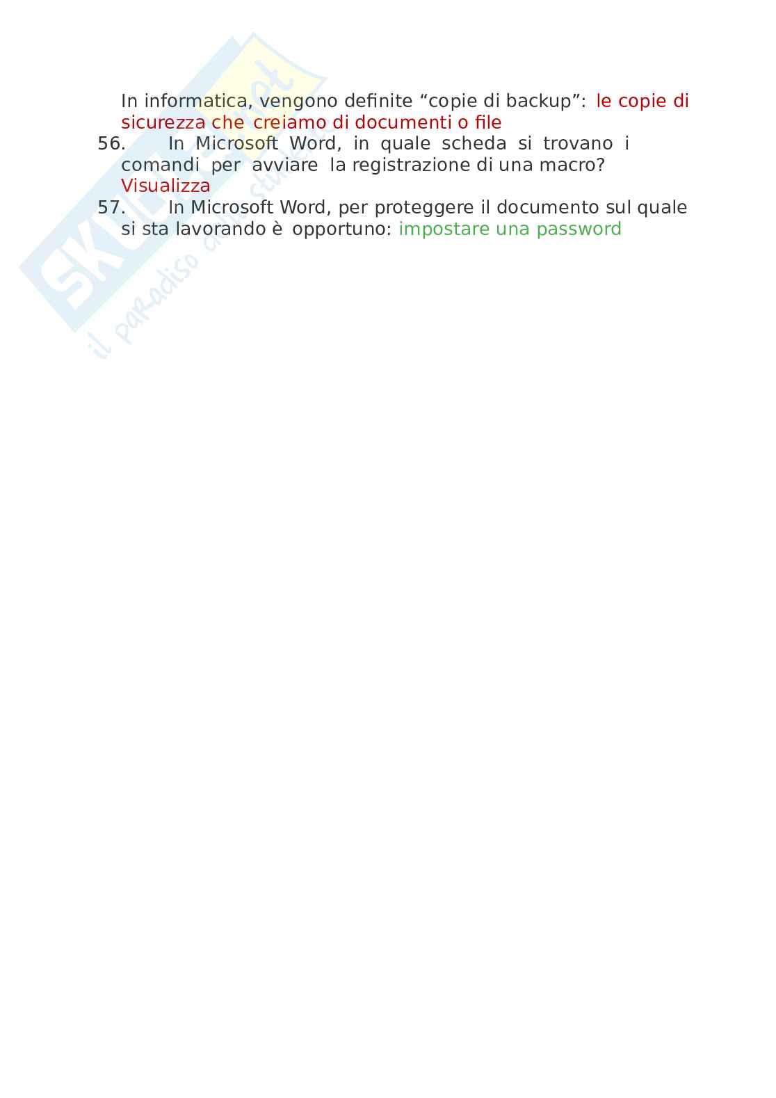 Risposte Eipass 7 moduli - modulo 4: sicurezza Informatica e protezione Dati. Aggiornato e completo. In ordine Pag. 6