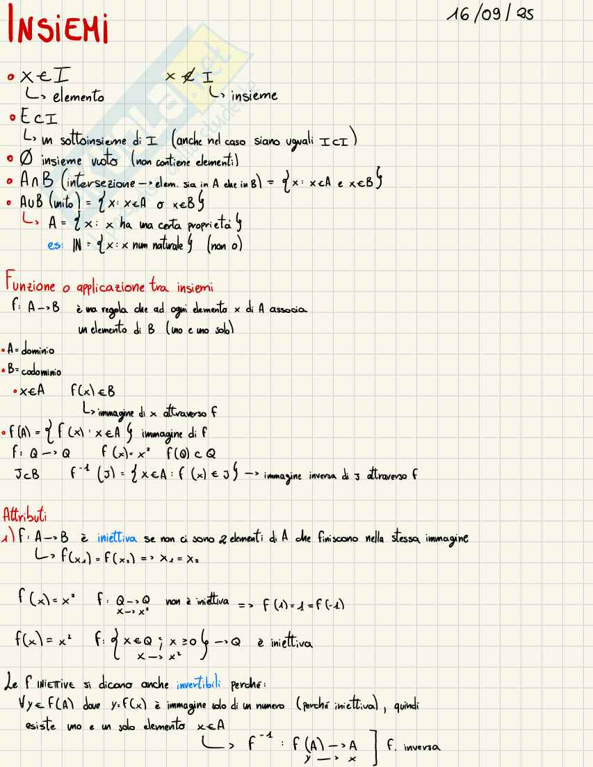 Appunti Analisi matematica 1: teoria degli insiemi, relazioni e numeri reali Pag. 1