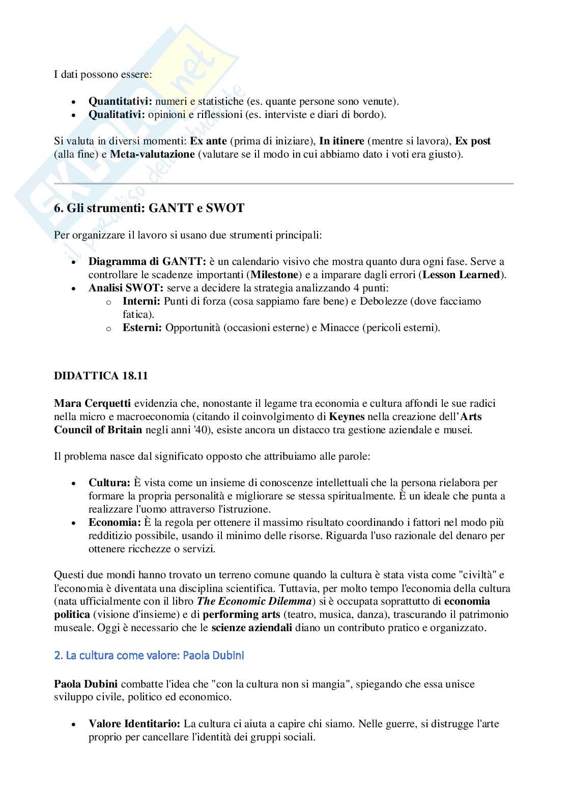 Riassunto esame Didattica del museo e del patrimonio culturale, Prof. Angiolella Letizia, libro consigliato Cultura, turismo, territorio, Tamma Pag. 6