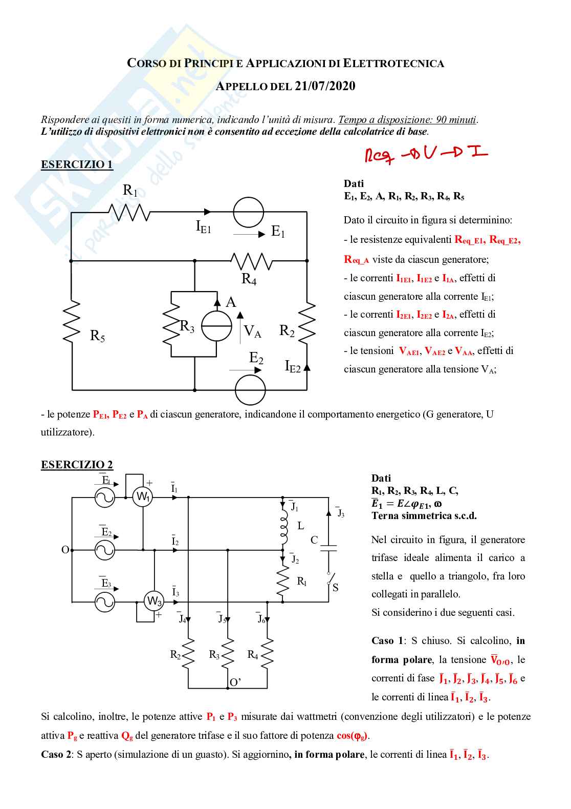 Prova d’esame di Elettrotecnica  Pag. 1