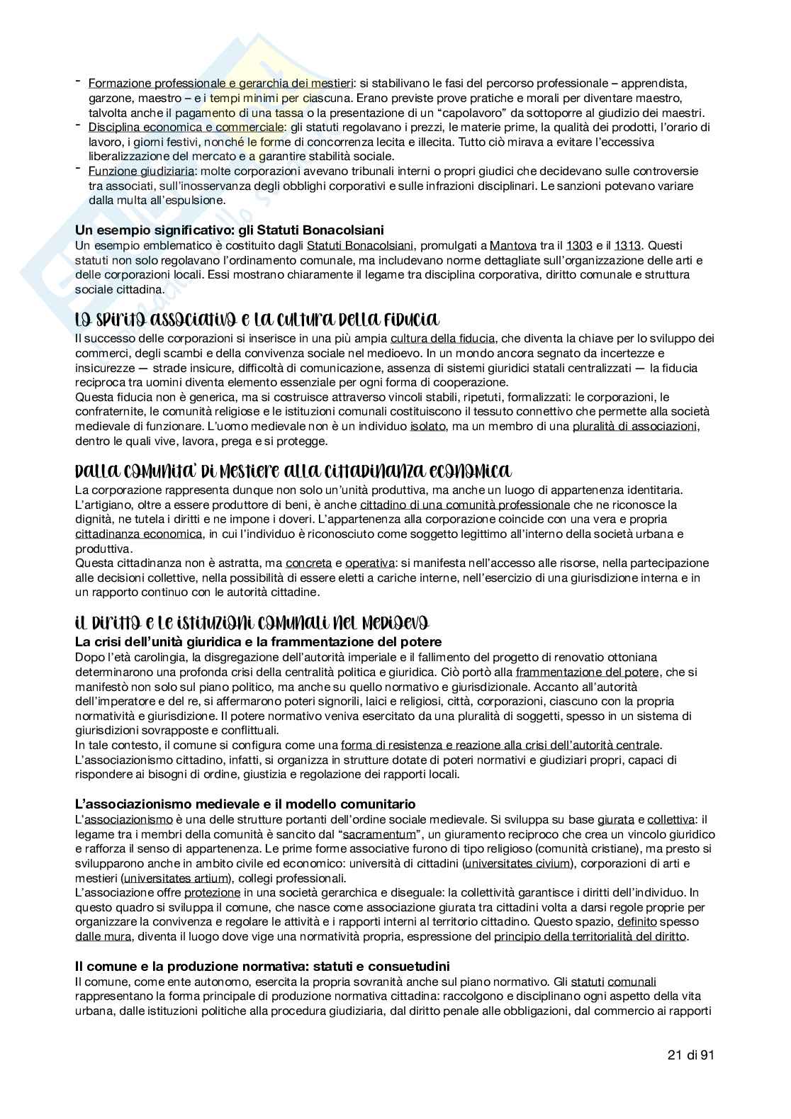 Riassunto esame Storia del diritto europeo, Prof. Caterina Bonzo, libro consigliato Elementi di storia del diritto europeo, Pene Vidari Pag. 21