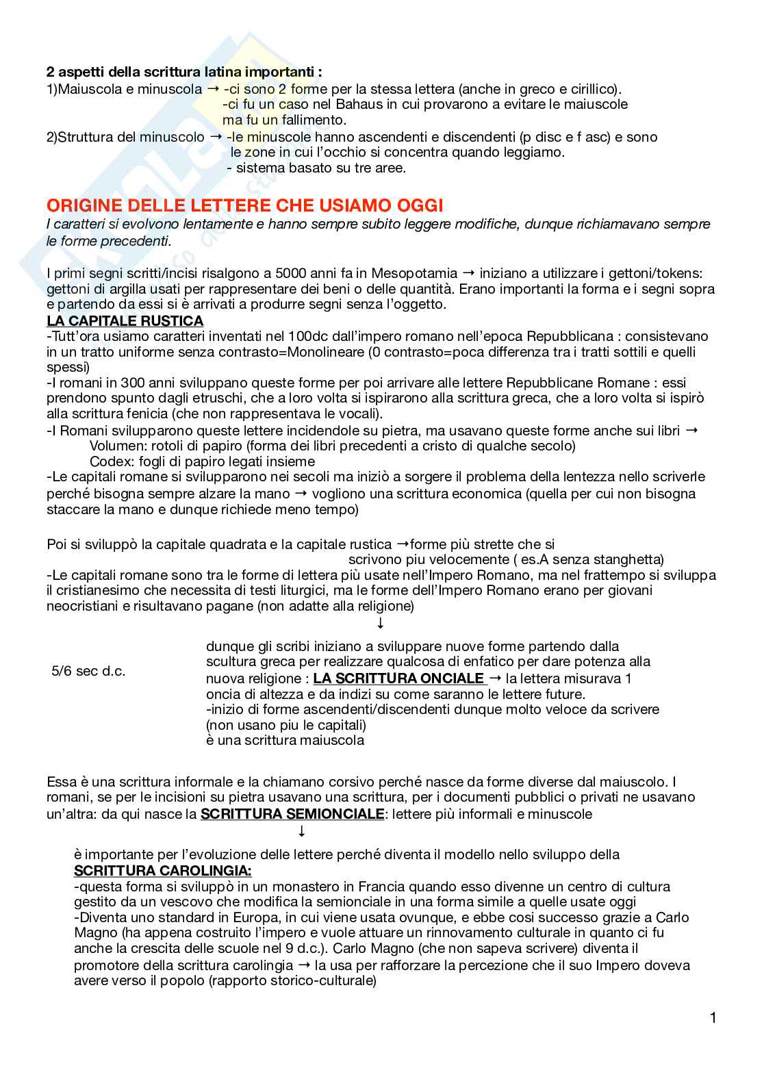 Appunti per l'esame di Type design e lettering  Pag. 1