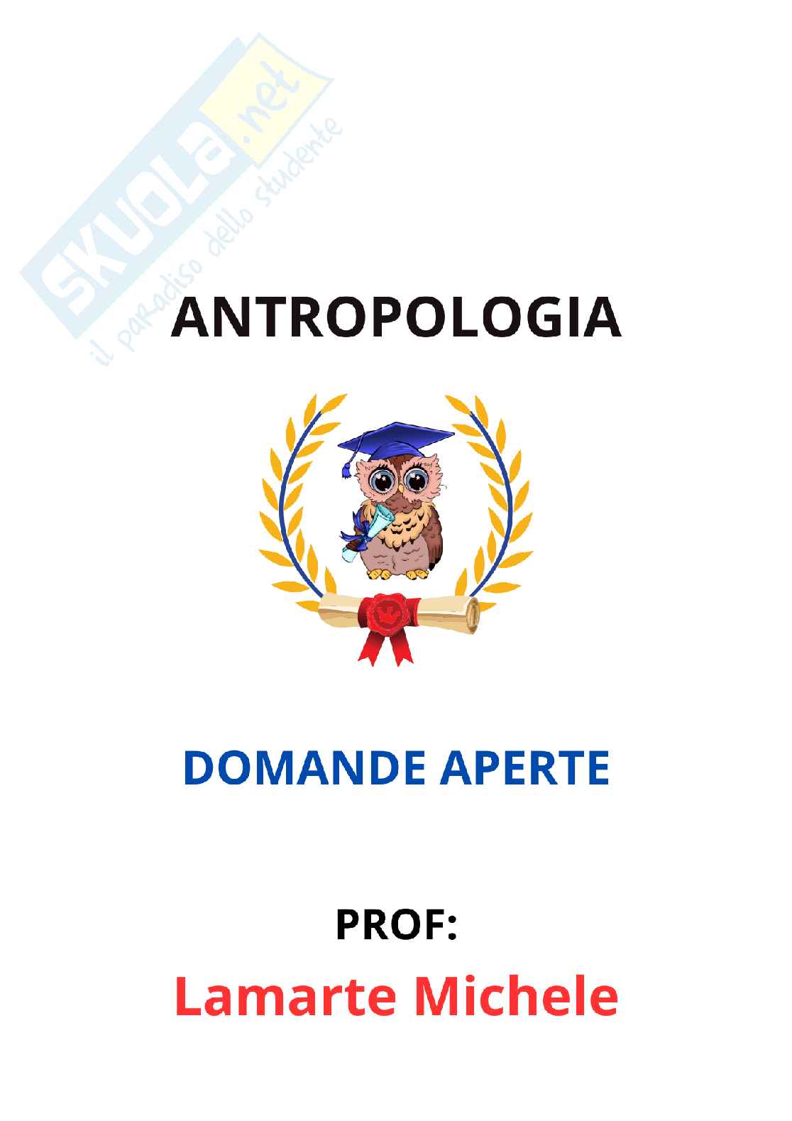 Paniere Antropologia - Risposte aperte - aggiornato (2026) Pag. 1