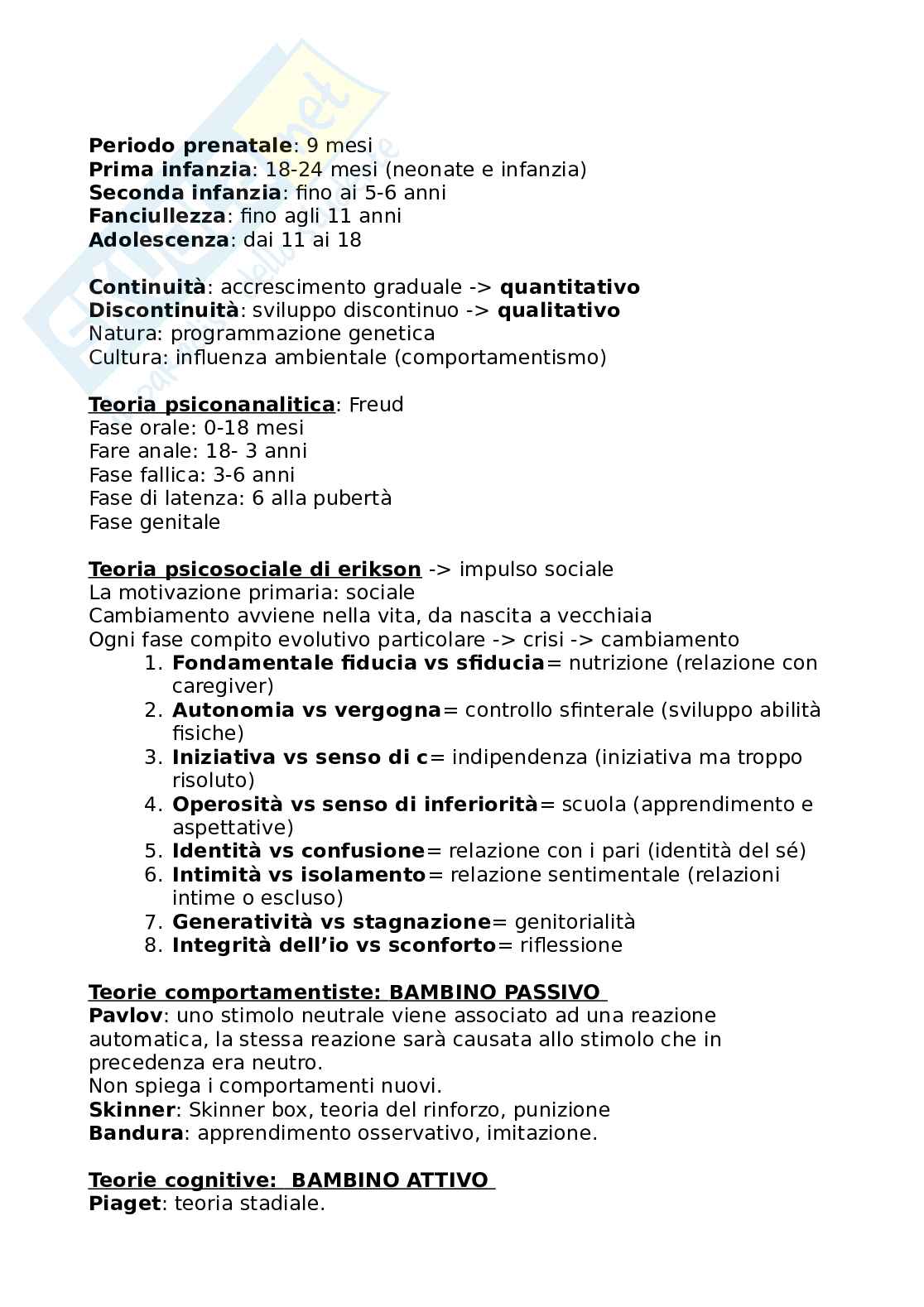 Psicologia dello sviluppo Pag. 1