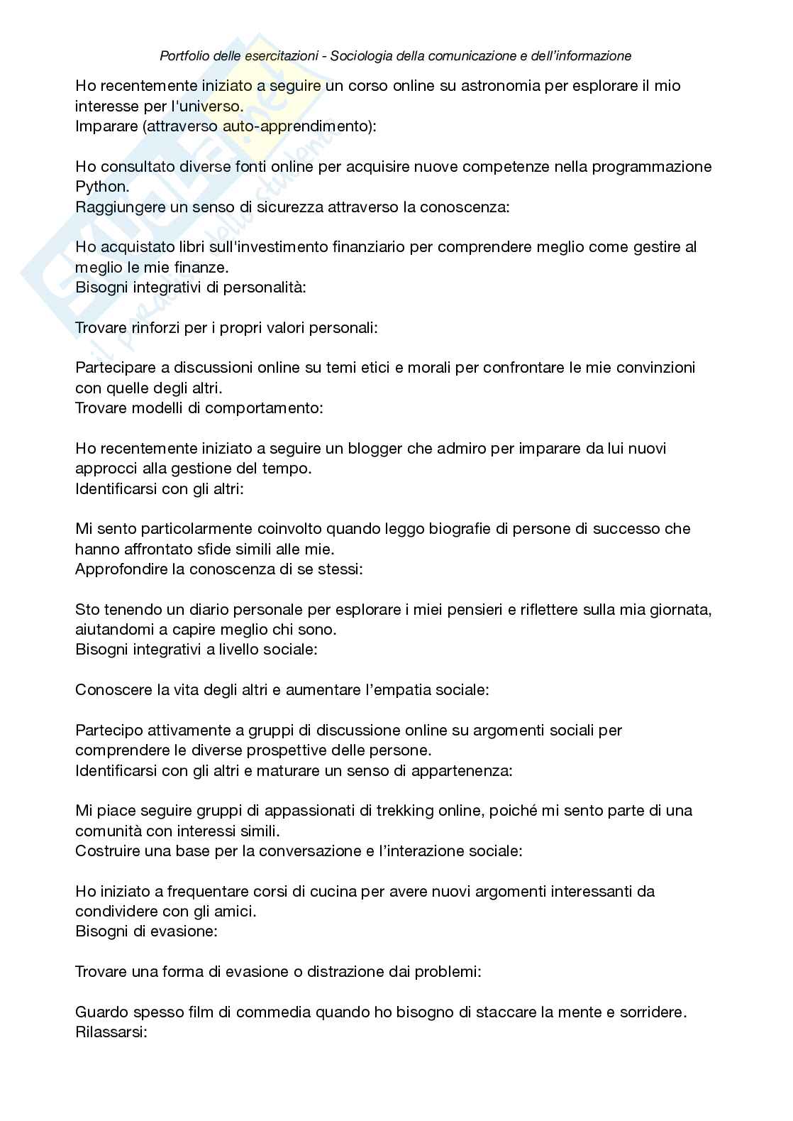Esercitazione Sociologia della comunicazione e informazione Pag. 11