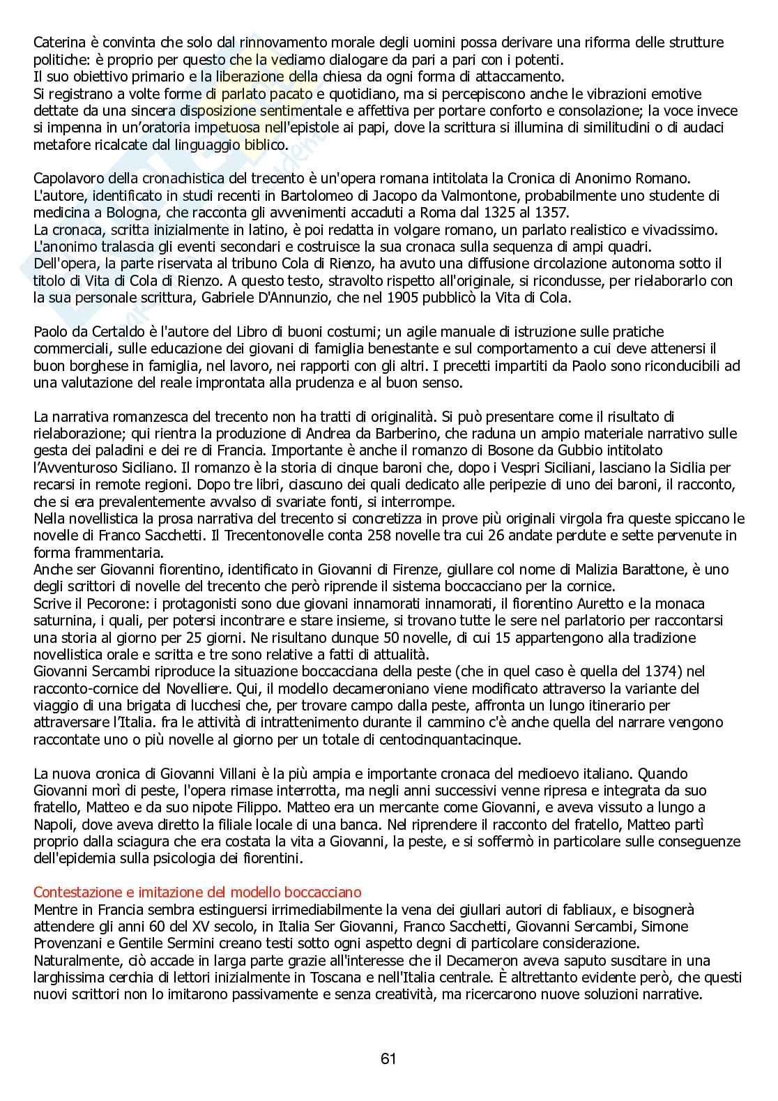 Appunti di Letteratura italiana dalle origini al 500 Pag. 61