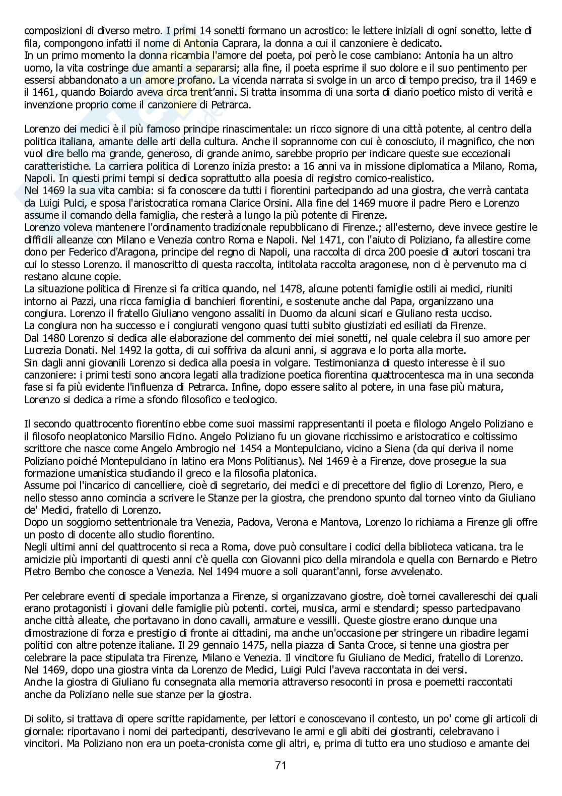 Appunti di Letteratura italiana dalle origini al 500 Pag. 71