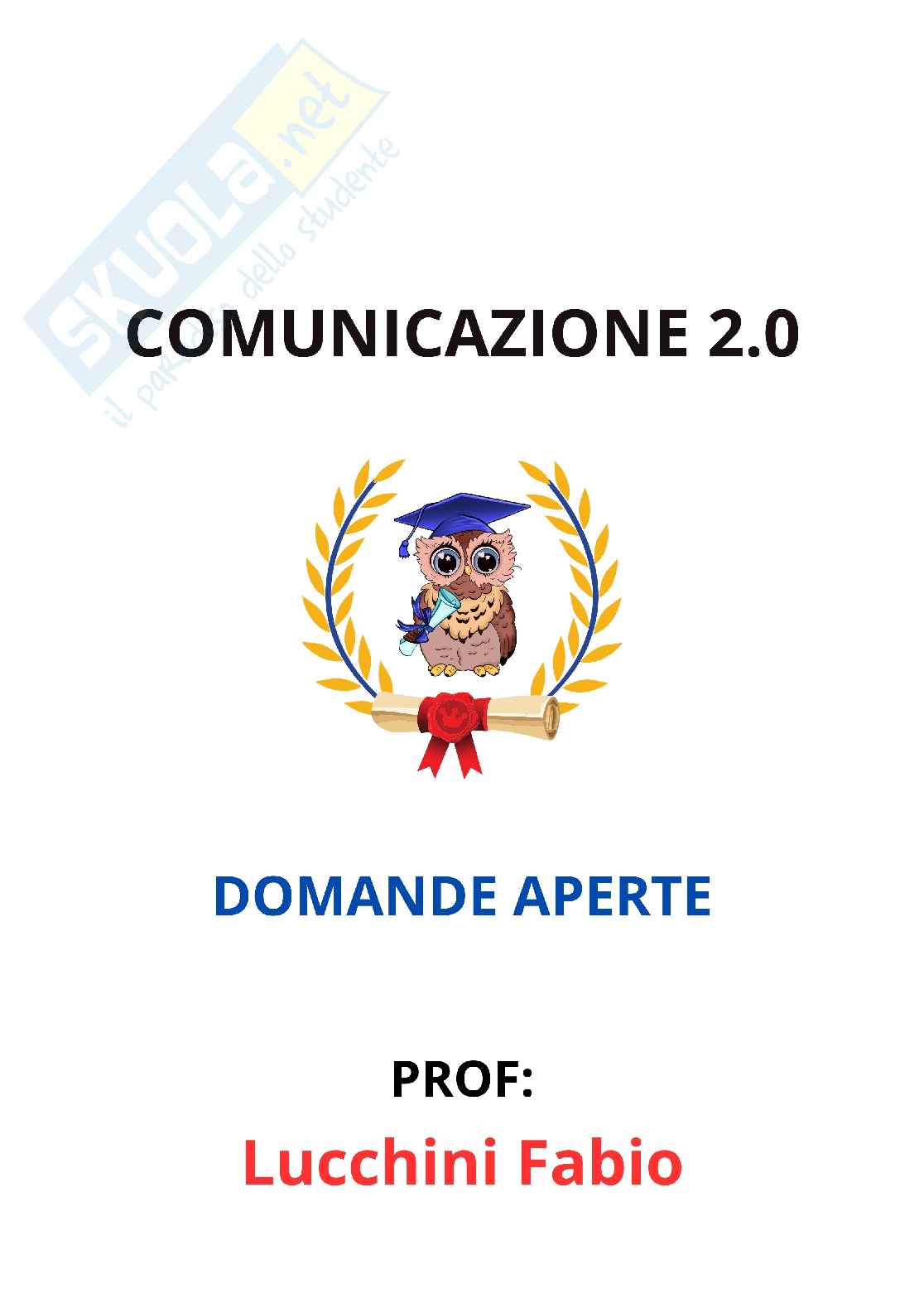 Paniere Comunicazione 2.0 - Risposte aperte - aggiornato (2025) Pag. 1