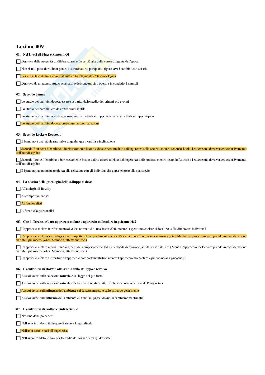 Paniere di Psicologia dello sviluppo e psicologia dell'educazione - Risposte multiple (2026) Pag. 16