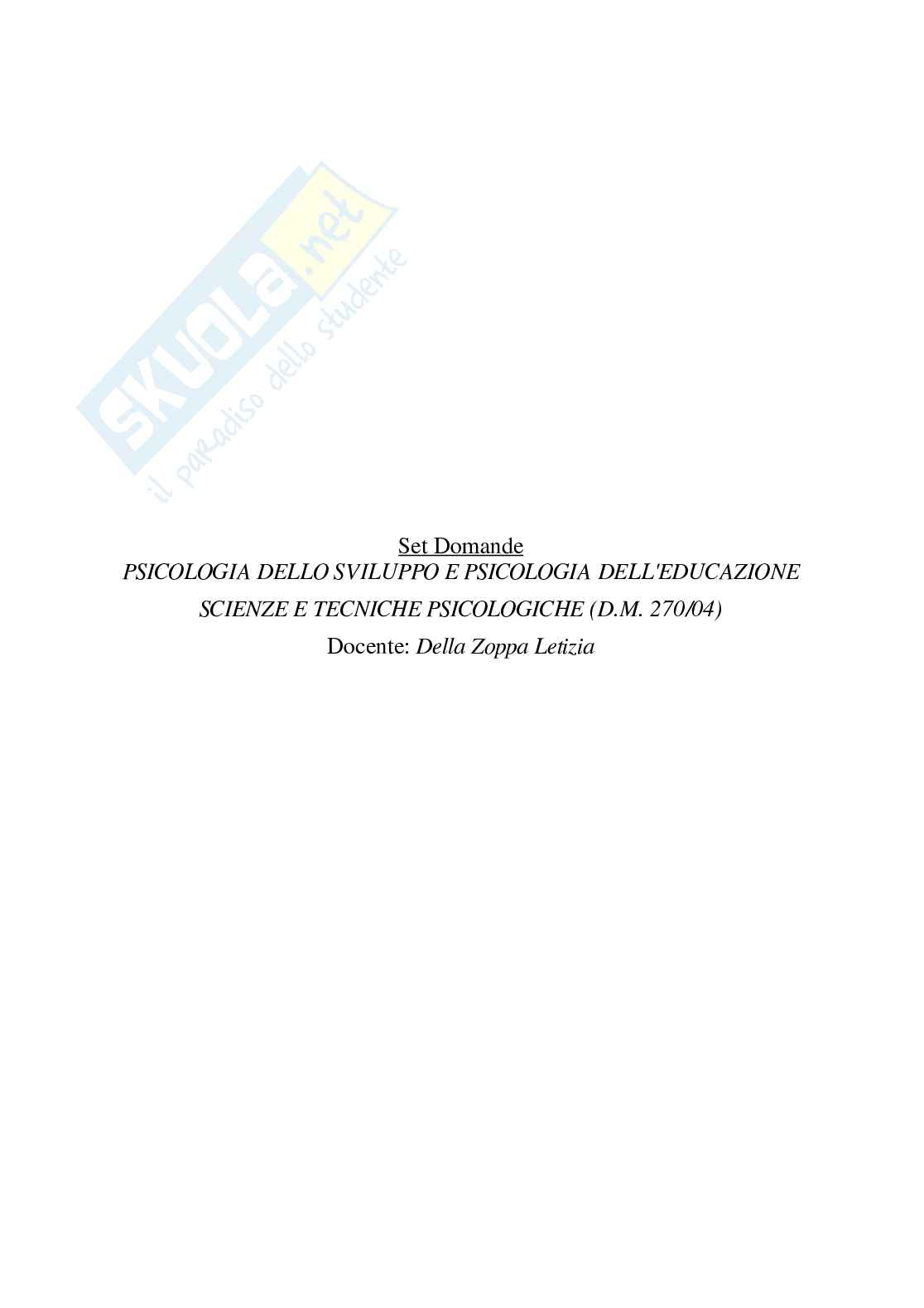 Paniere di Psicologia dello sviluppo e psicologia dell'educazione - Risposte multiple (2026) Pag. 2