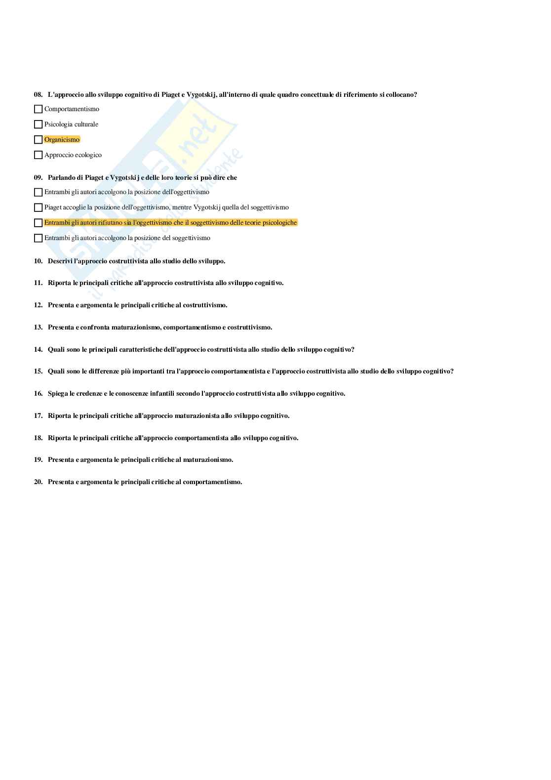 Paniere di Psicologia dello sviluppo e psicologia dell'educazione - Risposte multiple (2026) Pag. 26