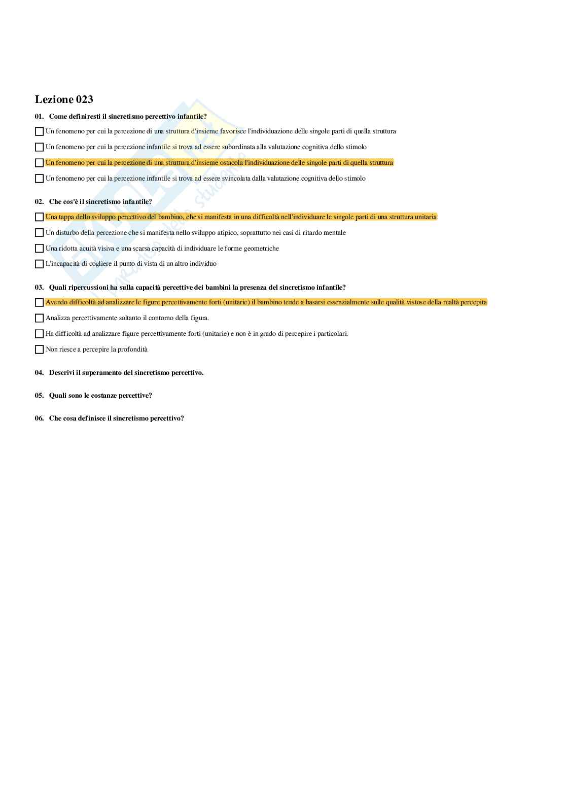 Paniere di Psicologia dello sviluppo e psicologia dell'educazione - Risposte multiple (2026) Pag. 36