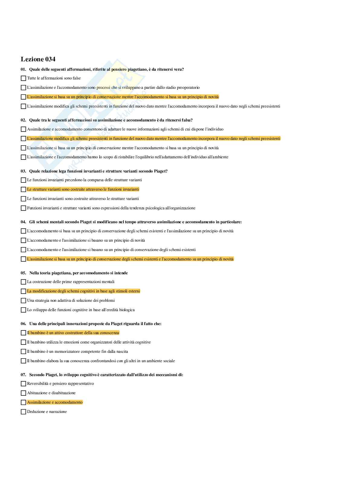 Paniere di Psicologia dello sviluppo e psicologia dell'educazione - Risposte multiple (2026) Pag. 51
