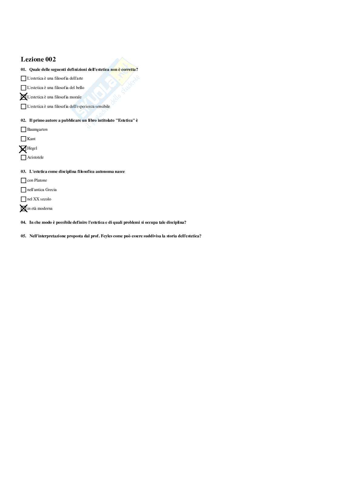 Paniere Estetica della comunicazione -  risposte multiple Pag. 1