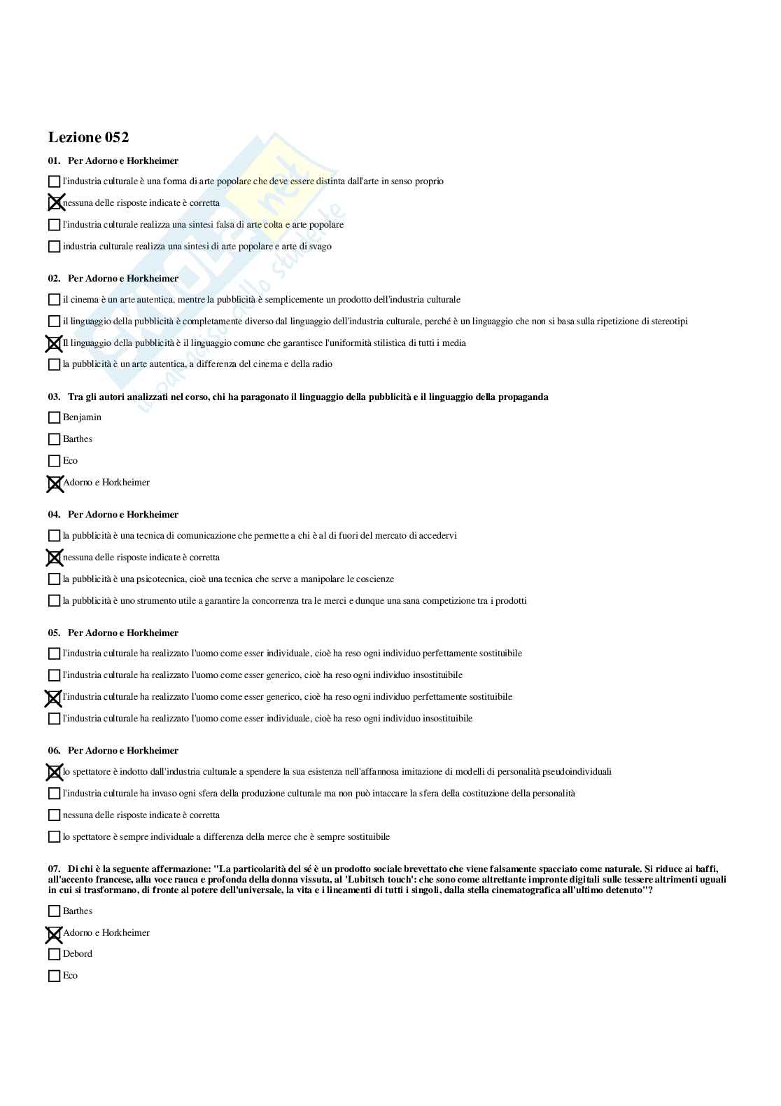 Paniere Estetica della comunicazione -  risposte multiple Pag. 71