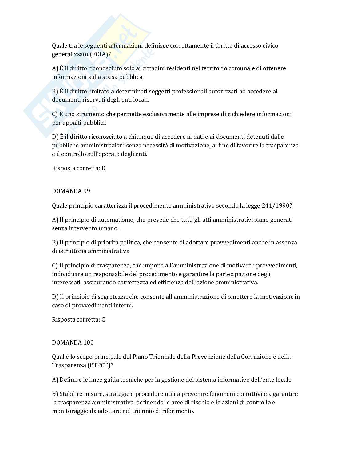 Banca dati 2000 domande e risposte concorso pubblico per diplomati negli enti locali da assistente Pag. 41