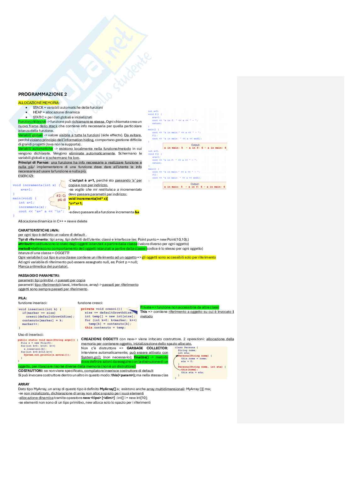 Appunti corso Programmazione 2 Pag. 1